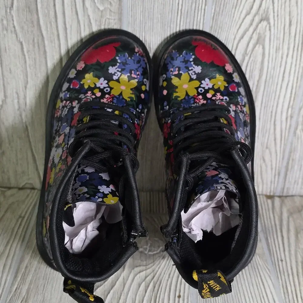 Dr. Martens Youth 1460 Wander Floral Print Leather Combat Boots Kids Size 1